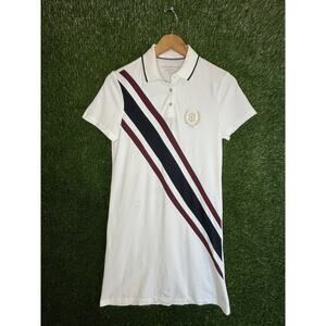 Tommy Hilfiger Women’s Banner Stripe Polo Dress White Size S/P Regular Fit